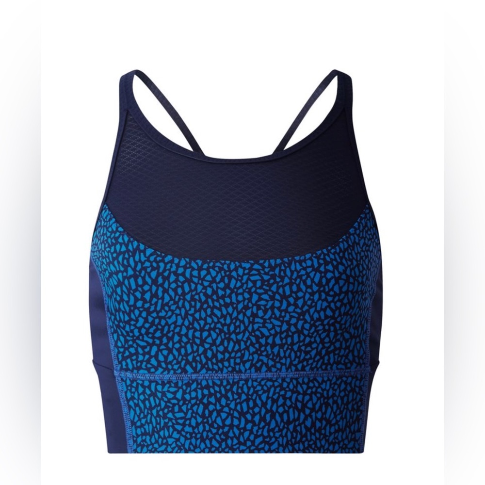 Lululemon Clip In Long Line Bra - Miss Mosaic Lakeside Blue Hero Blue - Size 6